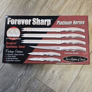 Forever Sharp Platinum Series 8 Piece Knife Set Surgical Stainless Steel Blades